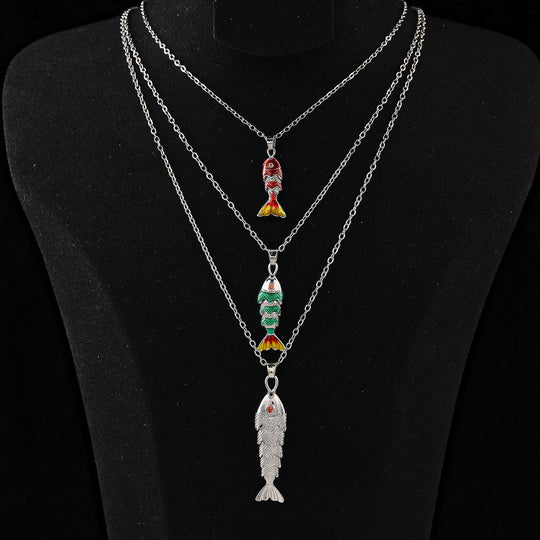 Orange Zirkonia Schmuckset ca. 50 cm + 5 cm Extender, Nickelfreies Messing emailliert