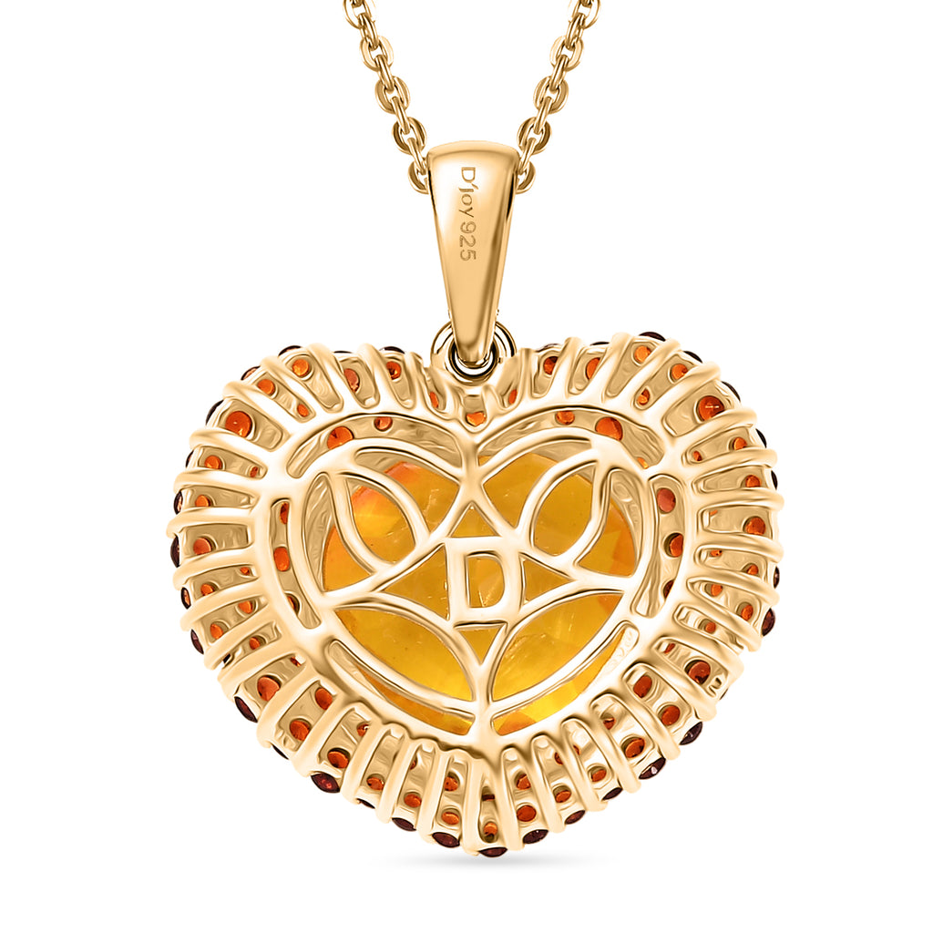 D'Joy Sphaleros Quarz, Mosambik Granat Schmuckset ca. 50 cm 925 Silber 750 Gelbgold Vermeil ca. 7.98 ct