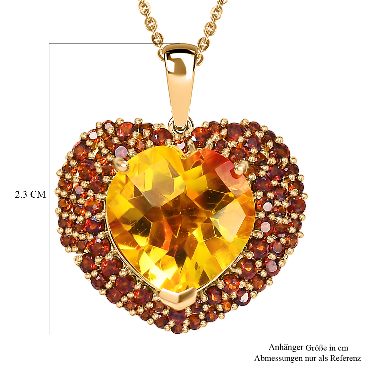 D'Joy Sphaleros Quarz, Mosambik Granat Schmuckset ca. 50 cm 925 Silber 750 Gelbgold Vermeil ca. 7.98 ct