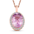 LUXURIANT AAA Martha Rocha Kunzit und Labor Diamant Anhänger mit 45cm Kette in 417 Roségold - 15,64 ct.