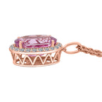 AAA Martha Rocha Kunzite, Lab Grown Diamant Schmuckset ca. 45 cm, AGI zertifiziert und geprüft, 417 Rosa Gold ca. 15.64 ct
