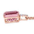 AAA Martha Rocha Kunzite, Lab Grown Diamant Anhänger mit Kette ca. 45 cm, AGI zertifiziert und geprüft, 417 Rosa Gold ca. 14.00 ct
