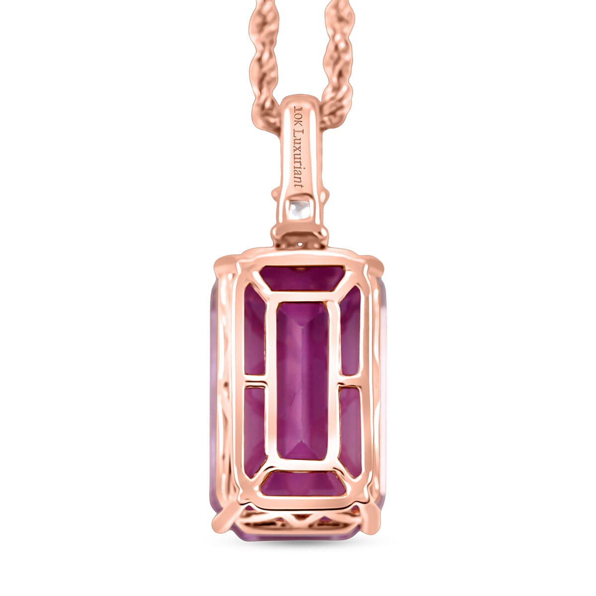 AAA Martha Rocha Kunzite, Lab Grown Diamant Anhänger mit Kette ca. 45 cm, AGI zertifiziert und geprüft, 417 Rosa Gold ca. 14.00 ct