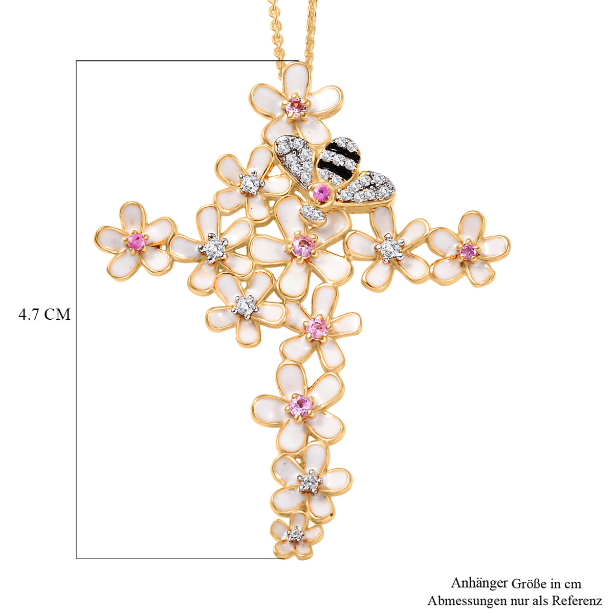GP - Rosa Saphir Schmuckset ca. 50 cm 925 Silber 750 Gelbgold Vermeil ca. 0,56 ct.
