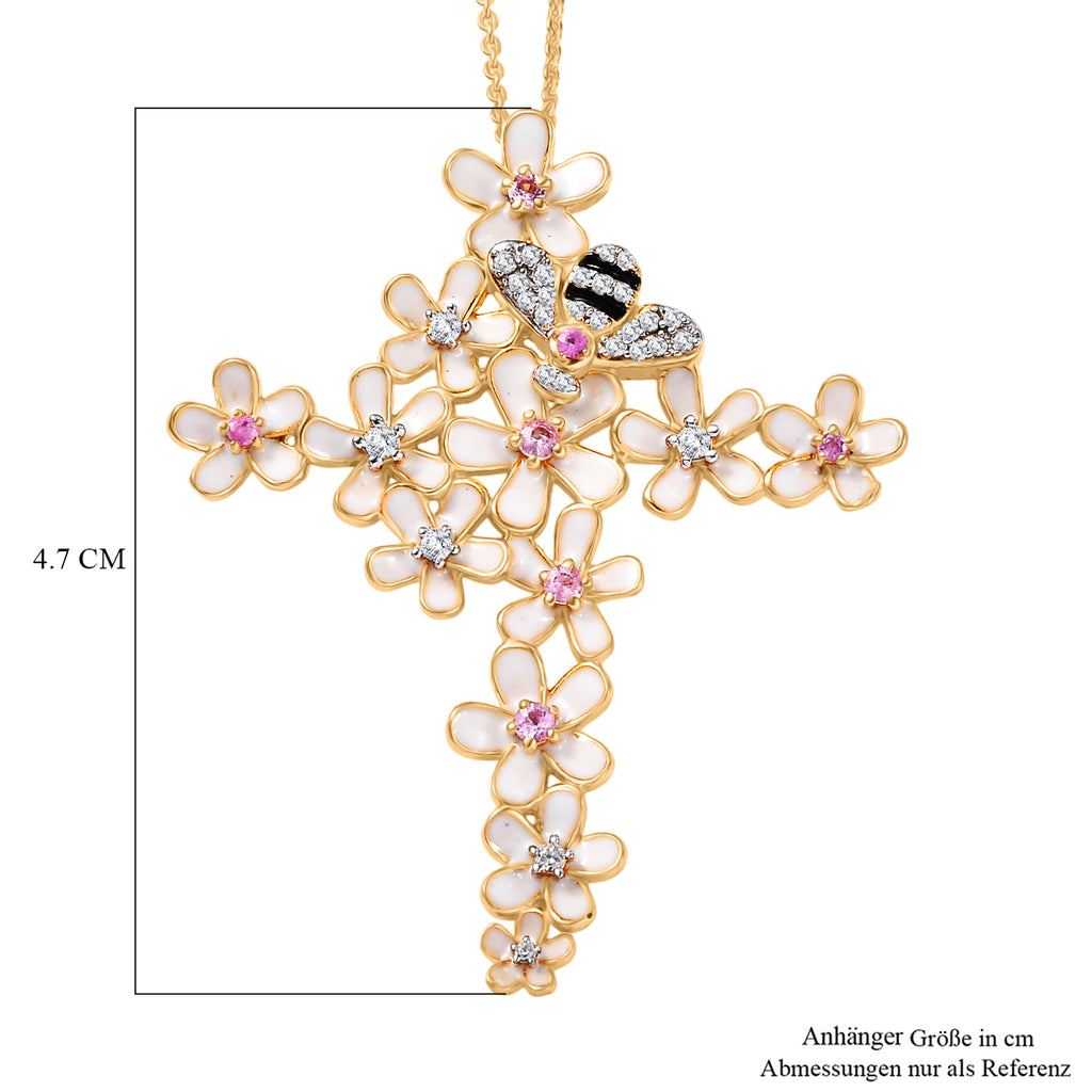 GP - Rosa Saphir Schmuckset ca. 50 cm 925 Silber 750 Gelbgold Vermeil ca. 0,56 ct.