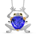 GP Trionfo Kollektion  - Tansanit-Farbe Quarz, Natürlicher Chromdiopsid Anhänger mit Kette, ca. 50 cm 925 Silber Rhodiniert und 750 Gelbgold Vermeil ca. 12.17 ct