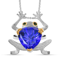 GP Trionfo Kollektion  - Tansanit-Farbe Quarz, Natürlicher Chromdiopsid Anhänger mit Kette, ca. 50 cm 925 Silber Rhodiniert und 750 Gelbgold Vermeil ca. 12.17 ct