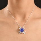 GP Trionfo Kollektion  - Tansanit-Farbe Quarz, Natürlicher Chromdiopsid Anhänger mit Kette, ca. 50 cm 925 Silber Rhodiniert und 750 Gelbgold Vermeil ca. 12.17 ct