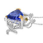 GP Trionfo Kollektion  - Tansanit-Farbe Quarz, Natürlicher Chromdiopsid Anhänger mit Kette, ca. 50 cm 925 Silber Rhodiniert und 750 Gelbgold Vermeil ca. 12.17 ct