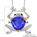 GP Trionfo Kollektion  - Tansanit-Farbe Quarz, Natürlicher Chromdiopsid Anhänger mit Kette, ca. 50 cm 925 Silber Rhodiniert und 750 Gelbgold Vermeil ca. 12.17 ct