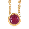 D'Joy afrikanischer Rubin Anhänger mit 50cm Edelstahl-Kette,  925 Silber in Goldton  - 1,28 ct.