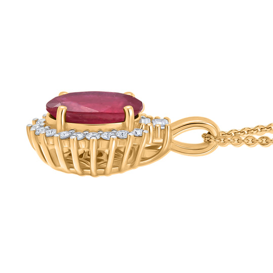 D'Joy Afrikanischer Rubin (Fissure gefüllt), Weißer Topas Schmuckset ca. 50 cm 925 Silber 750 Gelbgold Vermeil ca. 3.13 ct