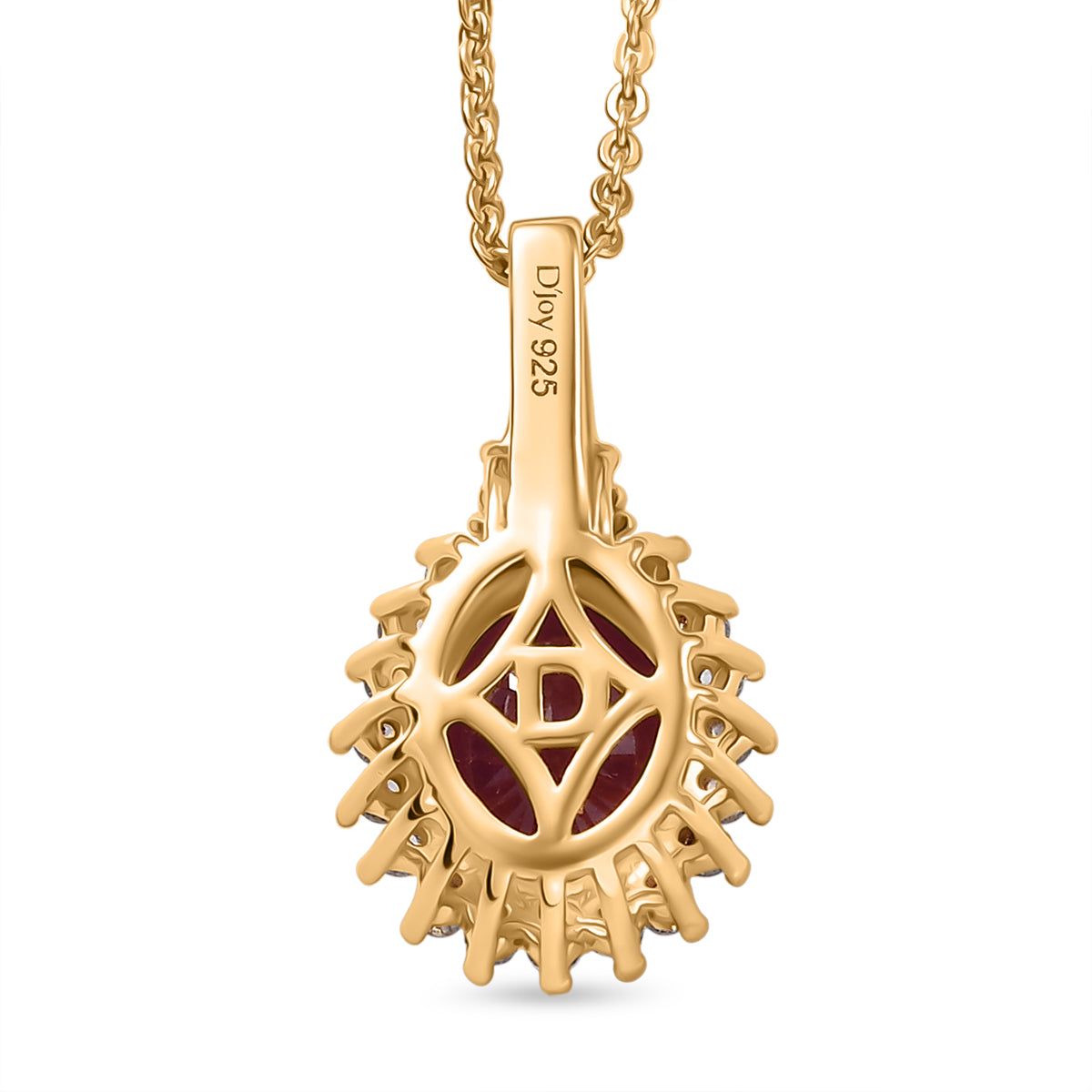 D'Joy Afrikanischer Rubin (Fissure gefüllt), Weißer Topas Schmuckset ca. 50 cm 925 Silber 750 Gelbgold Vermeil ca. 3.13 ct