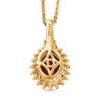 D'Joy Afrikanischer Rubin (Fissure gefüllt), Weißer Topas Schmuckset ca. 50 cm 925 Silber 750 Gelbgold Vermeil ca. 3.13 ct
