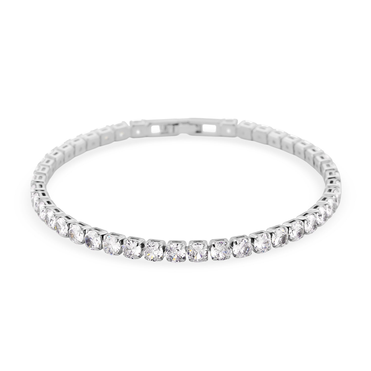 Weißer Zirkonia Schmuckset Nickelfreies Messing rhodiniert