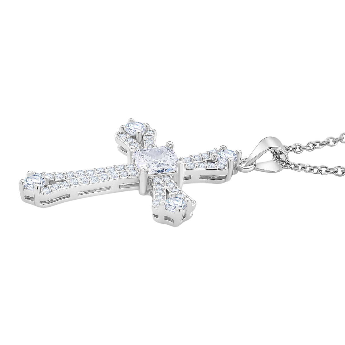 Weißer Zirkonia Schmuckset ca. 50 cm Nickelfreies Messing rhodiniert und Edelstahl 2.20 ct