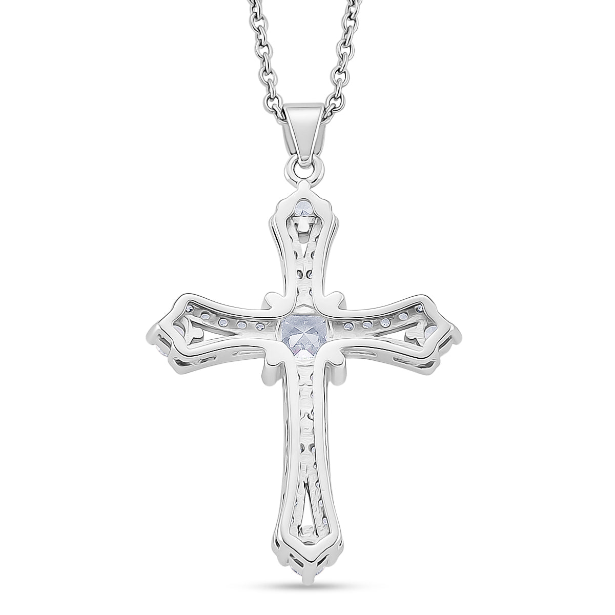 Weißer Zirkonia Schmuckset ca. 50 cm Nickelfreies Messing rhodiniert und Edelstahl 2.20 ct
