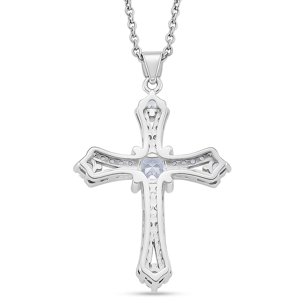 Weißer Zirkonia Schmuckset ca. 50 cm Nickelfreies Messing rhodiniert und Edelstahl 2.20 ct
