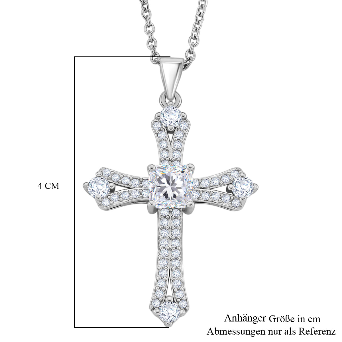 Weißer Zirkonia Schmuckset ca. 50 cm Nickelfreies Messing rhodiniert und Edelstahl 2.20 ct