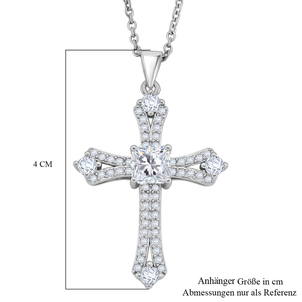 Weißer Zirkonia Schmuckset ca. 50 cm Nickelfreies Messing rhodiniert und Edelstahl 2.20 ct
