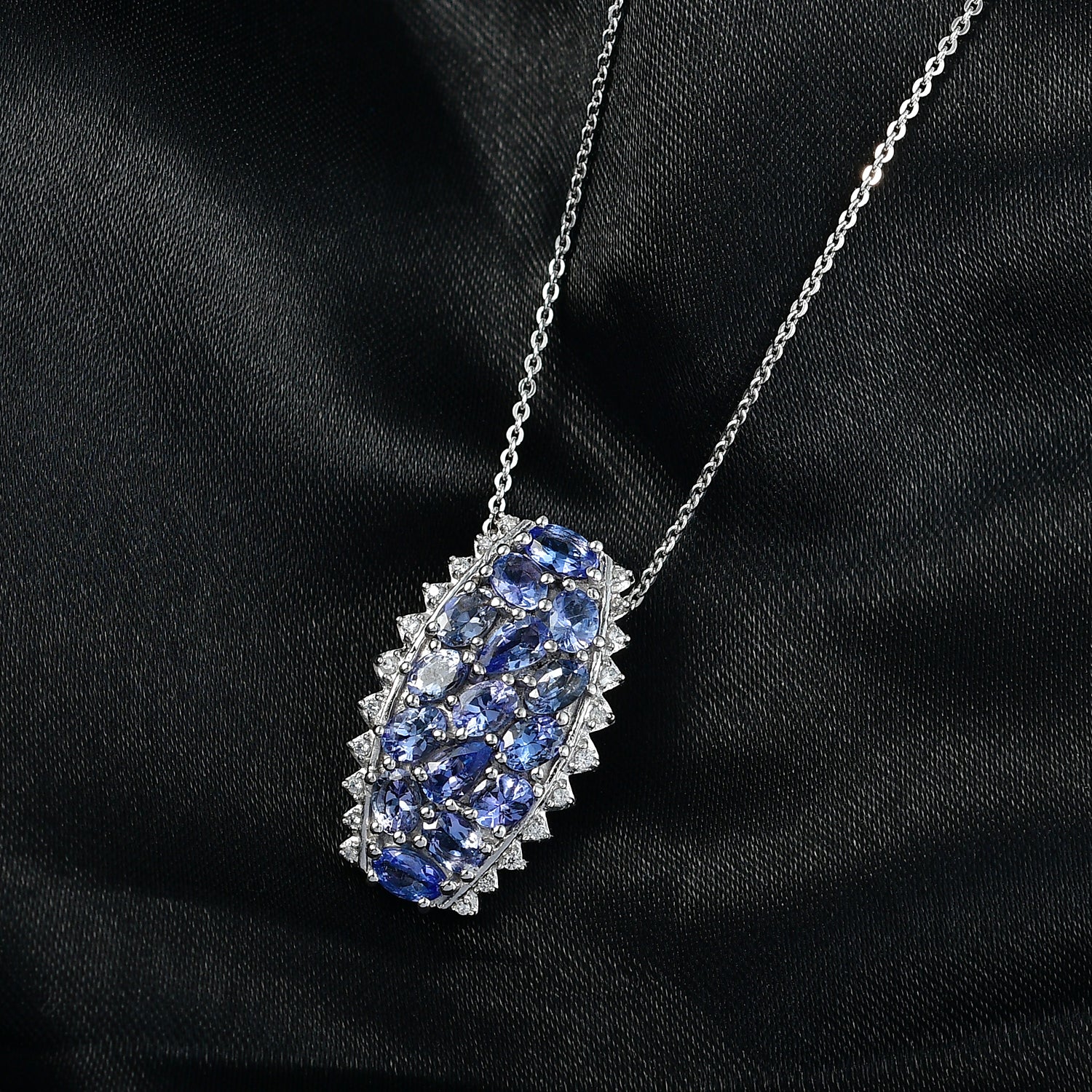 D'Joy Tansanit Schmuckset ca. 50 cm 925 Silber rhodiniert ca. 2,94 ct.