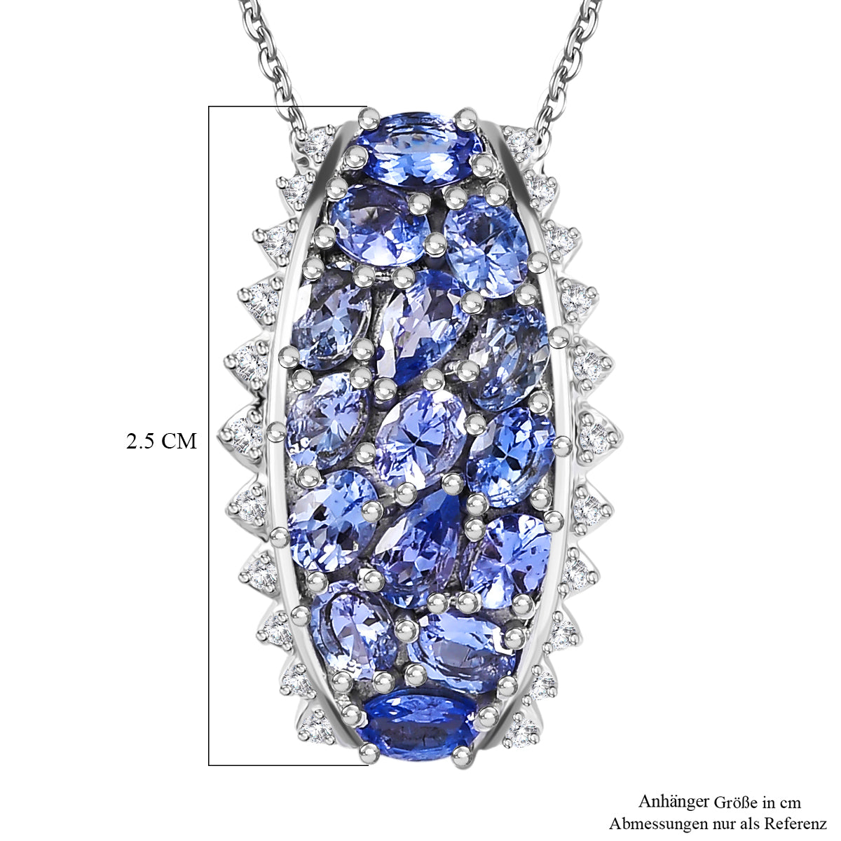 D'Joy Tansanit Schmuckset ca. 50 cm 925 Silber rhodiniert ca. 2,94 ct.