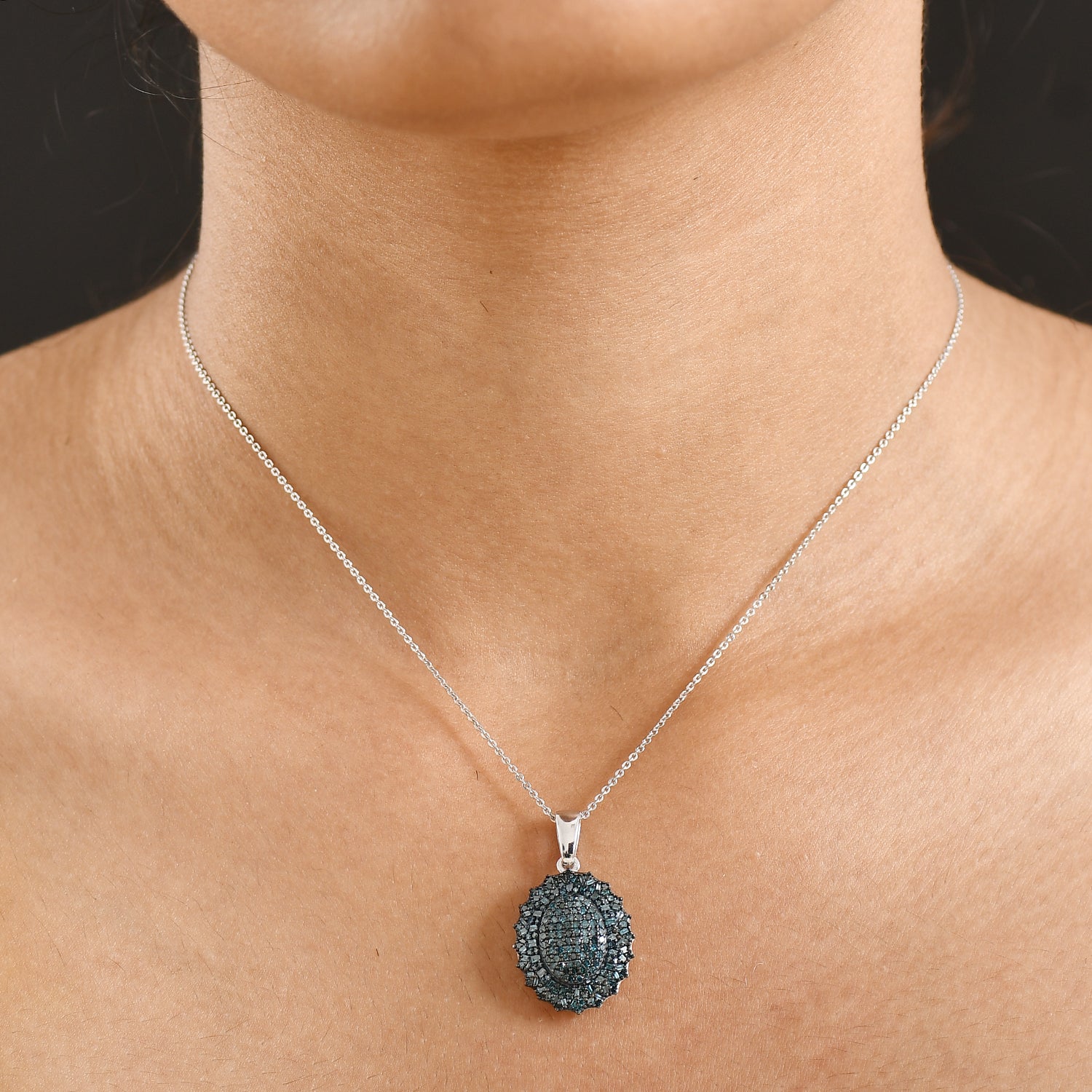 CULLINAN MINE - Blauer Diamant Schmuckset ca. 45 cm 925 Silber rhodiniert ca. 1.00 ct