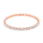 2er Set- Weißer Zirkonia Armband und Ohrringe, Nickelfreies Messing rosévergoldet