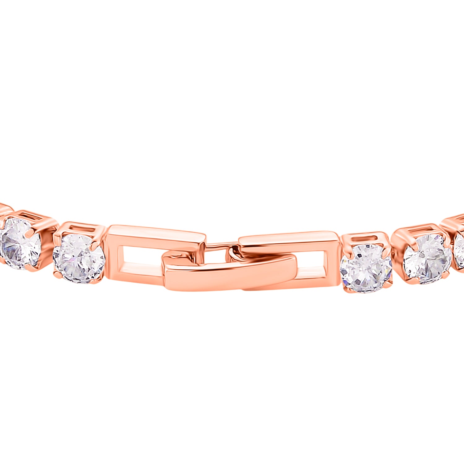 2er Set- Weißer Zirkonia Armband und Ohrringe, Nickelfreies Messing rosévergoldet