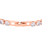 2er Set- Weißer Zirkonia Armband und Ohrringe, Nickelfreies Messing rosévergoldet