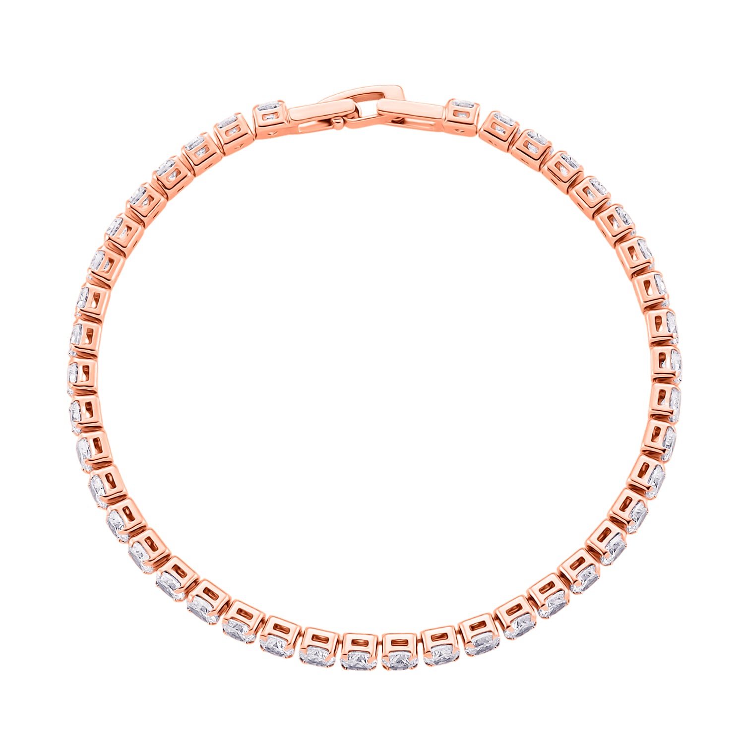 2er Set- Weißer Zirkonia Armband und Ohrringe, Nickelfreies Messing rosévergoldet
