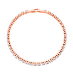 2er Set- Weißer Zirkonia Armband und Ohrringe, Nickelfreies Messing rosévergoldet