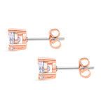 2er Set- Weißer Zirkonia Armband und Ohrringe, Nickelfreies Messing rosévergoldet