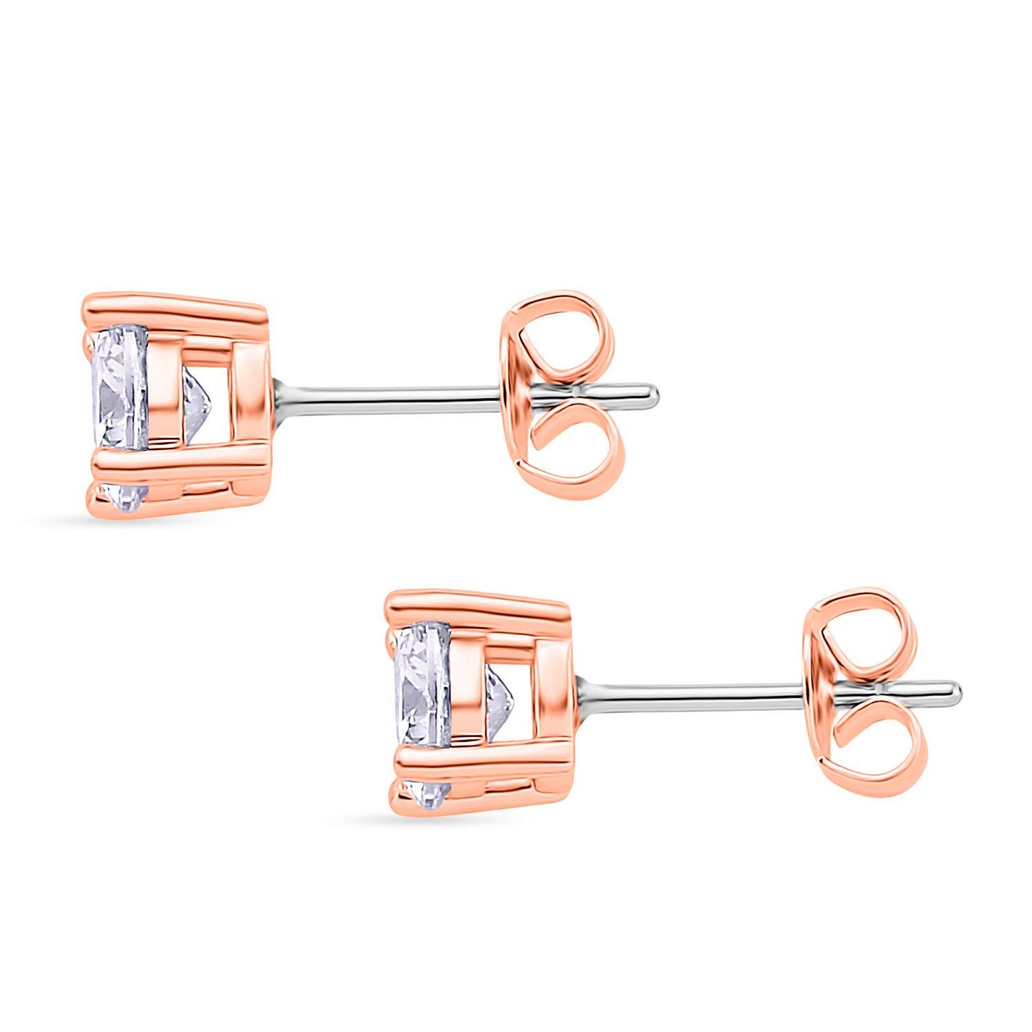 2er Set- Weißer Zirkonia Armband und Ohrringe, Nickelfreies Messing rosévergoldet