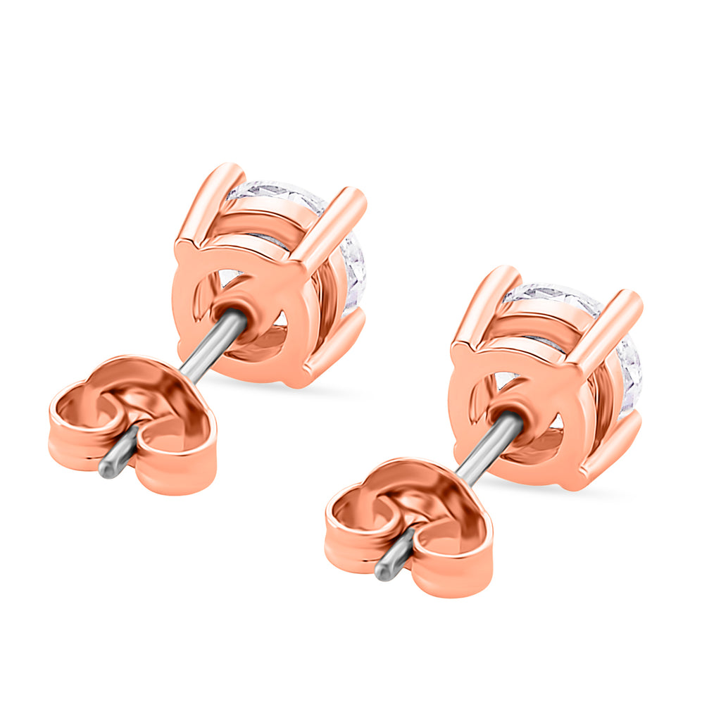 2er Set- Weißer Zirkonia Armband und Ohrringe, Nickelfreies Messing rosévergoldet