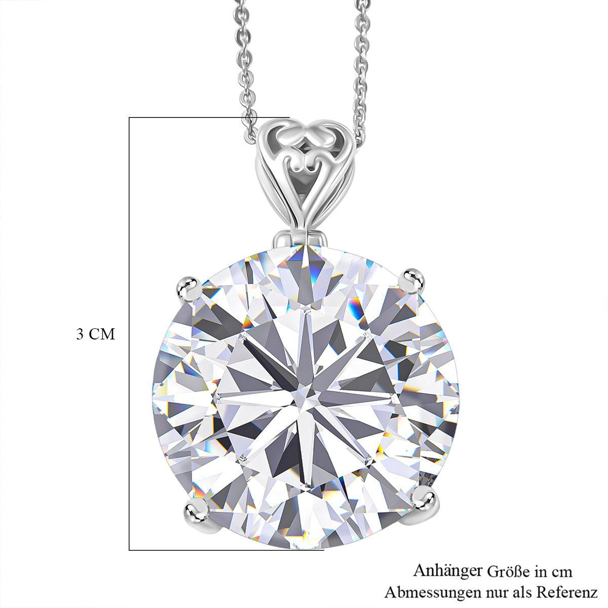 D'Joy Moissanit Anhänger mit Kette, ca. 50 cm 925 Silber rhodiniert ca. 29.85 ct