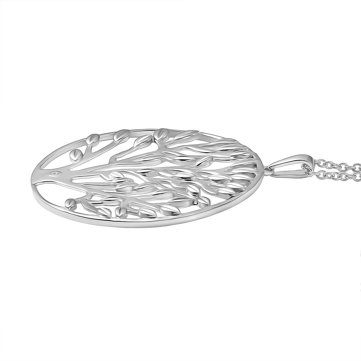 EVER TRUE Weißer Diamant Anhänger mit Kette ca. 50 cm, Nickelfreies Messing Silberfarben