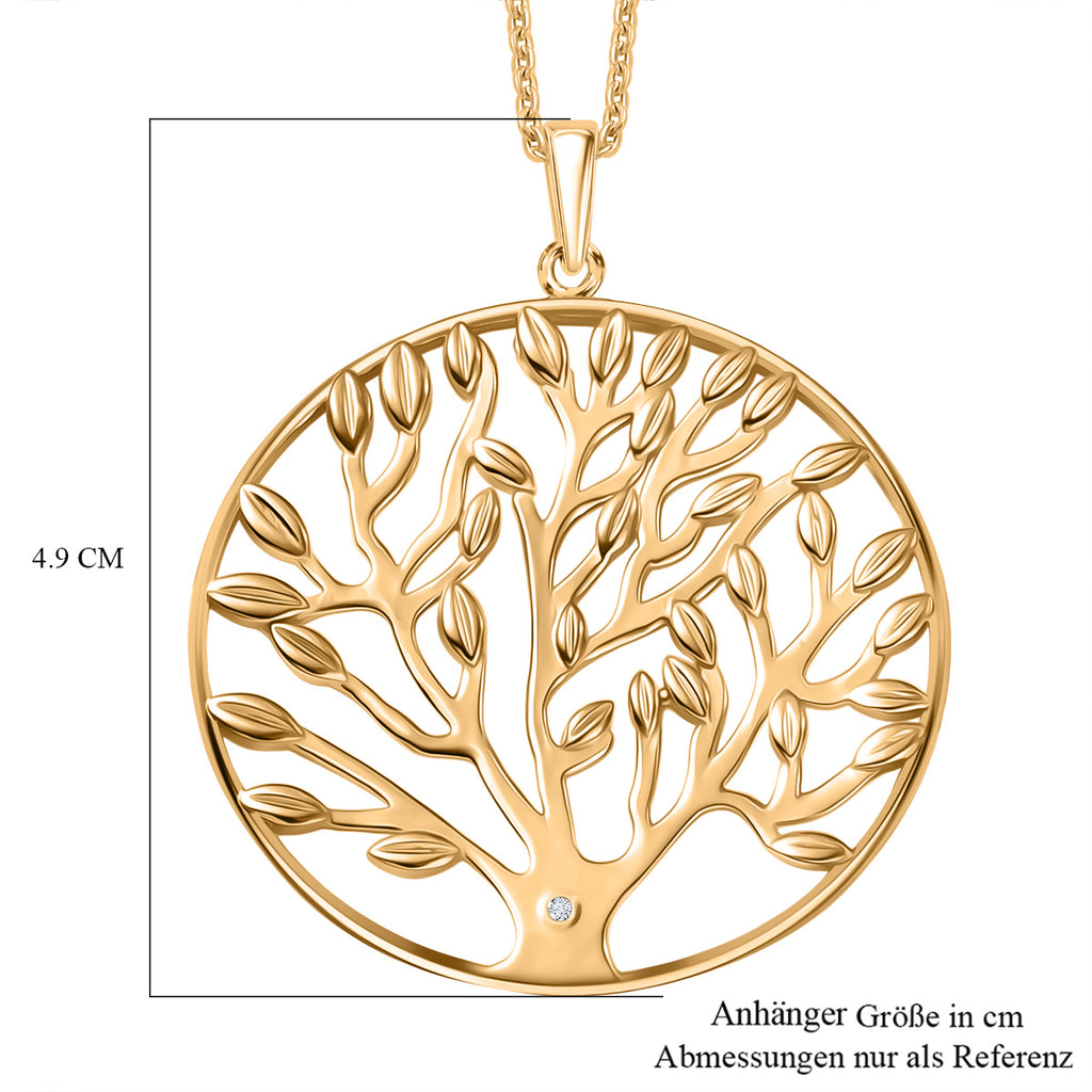 EVER TRUE Weißer Diamant Anhänger mit Kette ca. 50 cm, Nickelfreies Messing Goldfarben