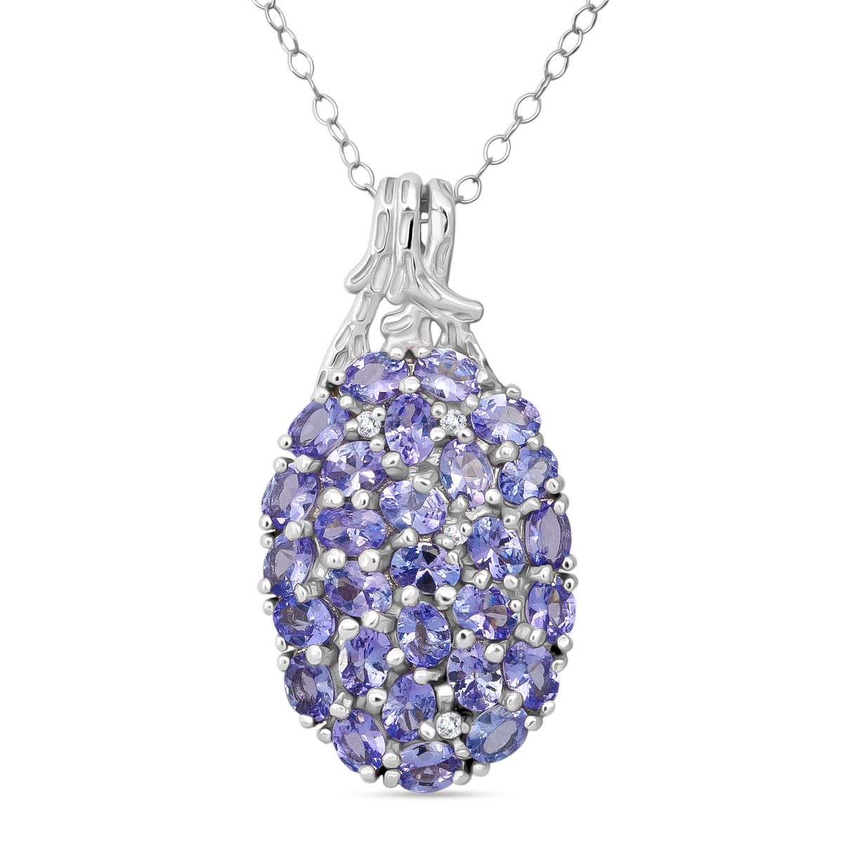 D'Joy Tansanit, Weißer Zirkon Schmuckset ca. 50 cm 925 Silber rhodiniert ca. 4,70 ct.