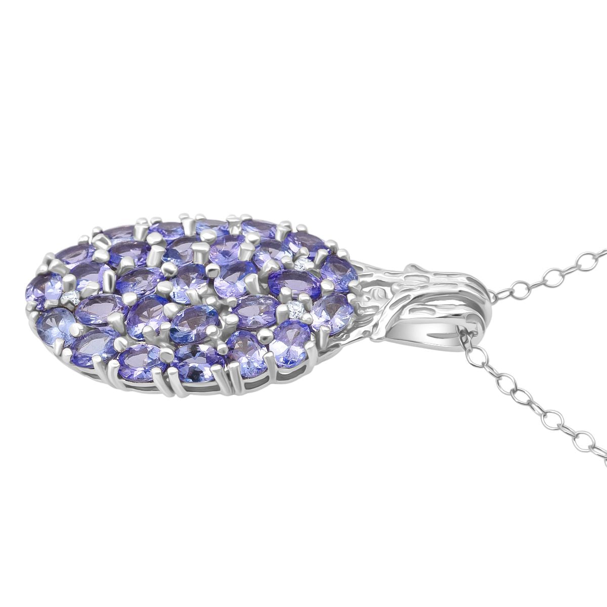 D'Joy Tansanit, Weißer Zirkon Schmuckset ca. 50 cm 925 Silber rhodiniert ca. 4,70 ct.