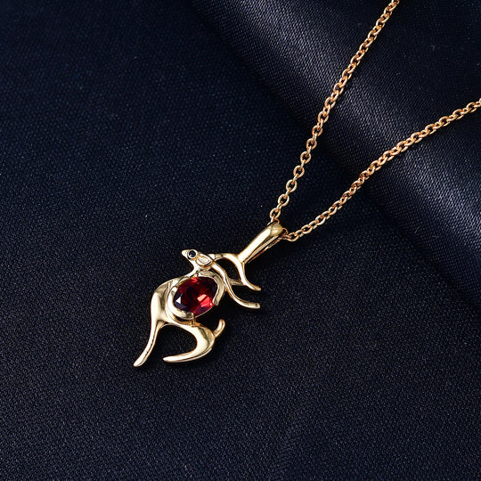EVER TRUE Roter Granat, Schwarzer Spinell Anhänger mit Kette ca. 50 cm, ca. 0.89 ct