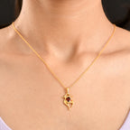 EVER TRUE Roter Granat, Schwarzer Spinell Anhänger mit Kette ca. 50 cm, ca. 0.89 ct