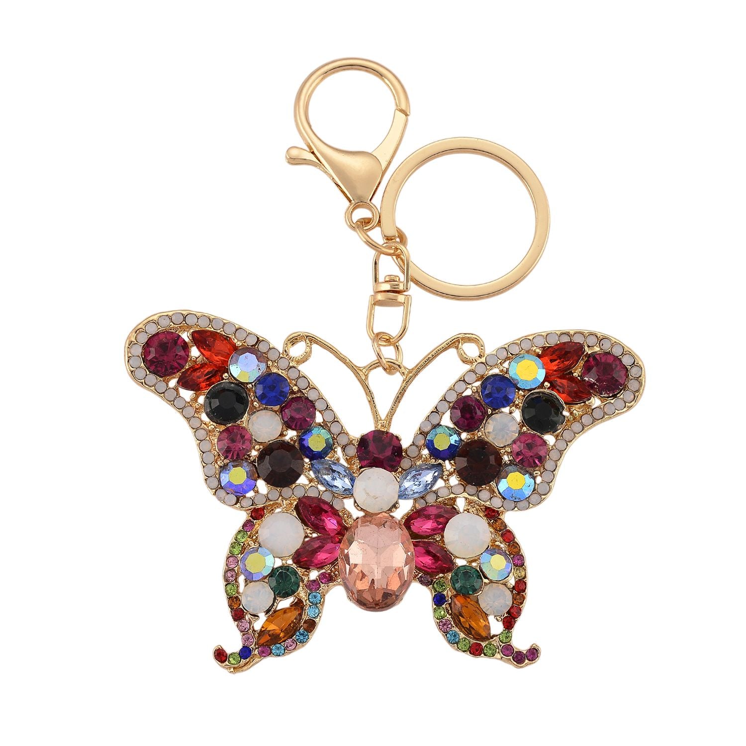 3er Set dekorative Design Schlüsselanhänger Legierung emailliert mit schwarzen Kristallen, 20 x 20 cm, goldfarben, ca. 0.05 ct