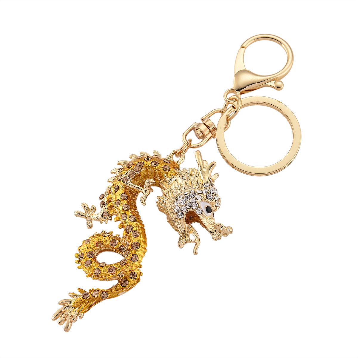 3er Set dekorative Design Schlüsselanhänger Legierung emailliert mit schwarzen Kristallen, 20 x 20 cm, goldfarben, ca. 0.05 ct