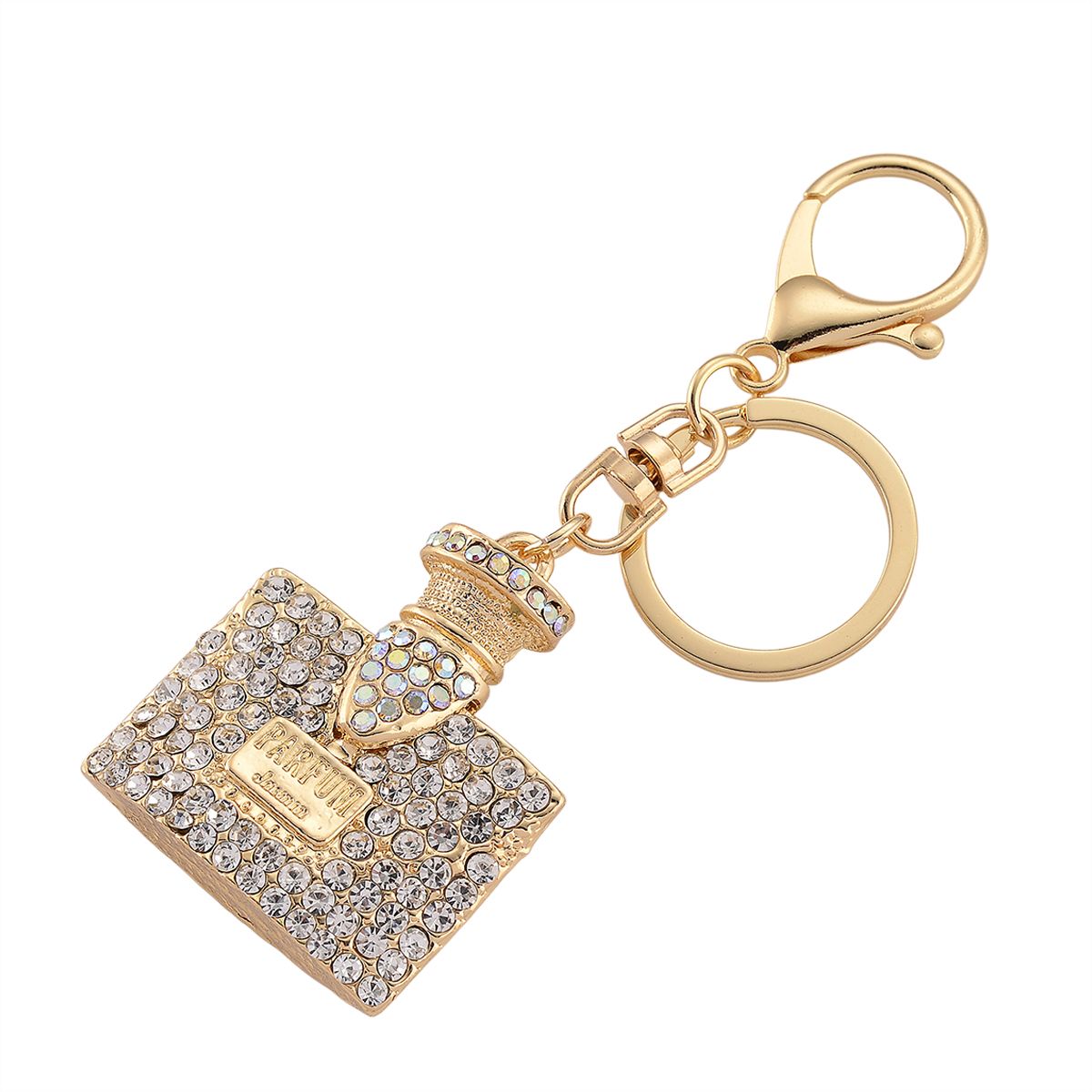 3er Set Fashion Schlüsselanhänger mit Kristallbesatz, emaillierte Legierung, Gelbgoldfarben
