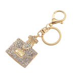 3er Set Fashion Schlüsselanhänger mit Kristallbesatz, emaillierte Legierung, Gelbgoldfarben
