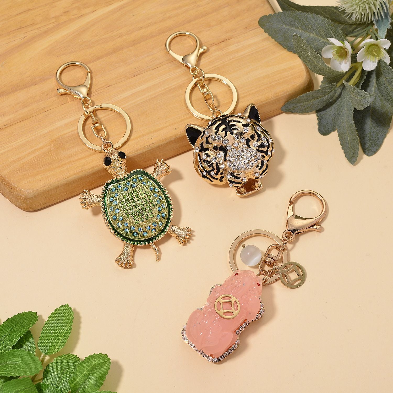 Katzenaugen Schlüsselanhänger Set aus Resin, emaillierte Legierung