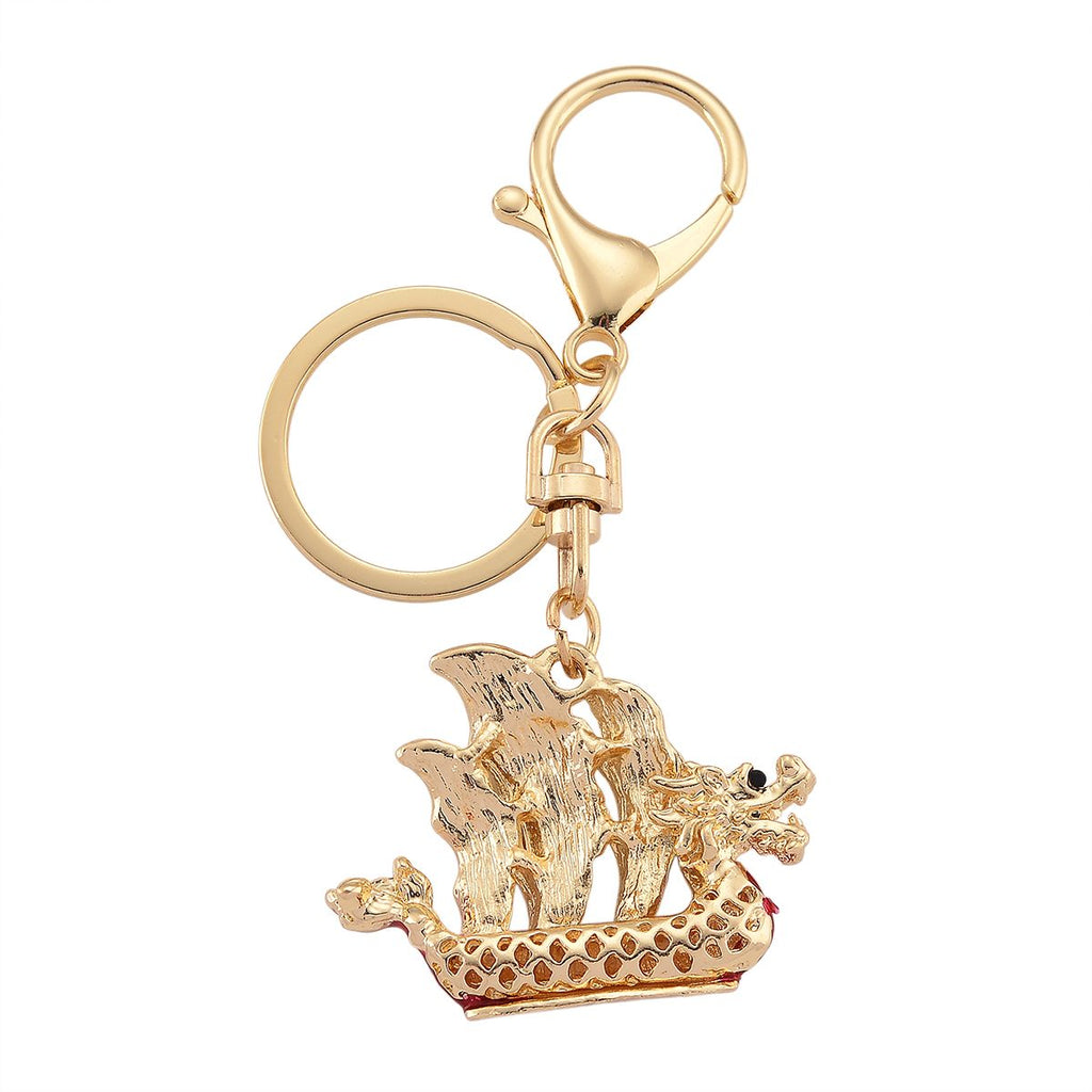 Weißer Kristall Schlüsselanhänger, emaillierte Legierung, goldfarben, Giraffe