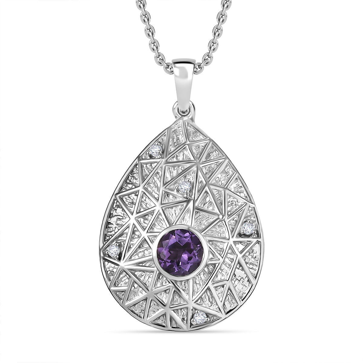 EVER TRUE Bolivianischer Amethyst, Weißer Topas Schmuckset ca. 50 cm ca. 0.92 ct