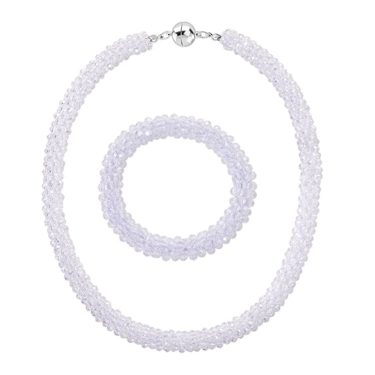 2er Set - Grüner Kristall Halskette und Armband